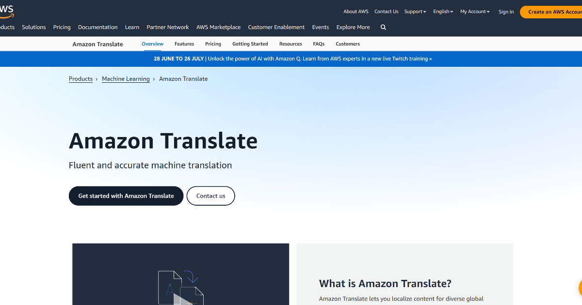 Amazon Translate screenshot 1