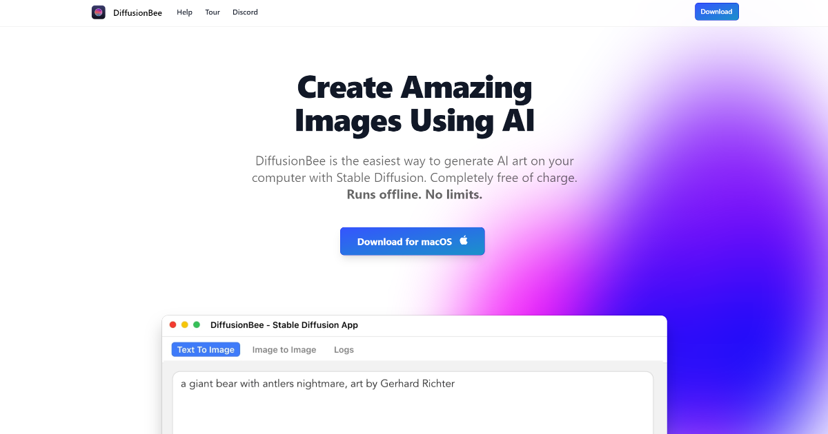 DiffusionBee screenshot 1