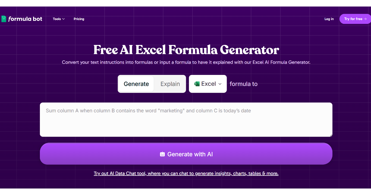 Excel Formula Bot screenshot 1