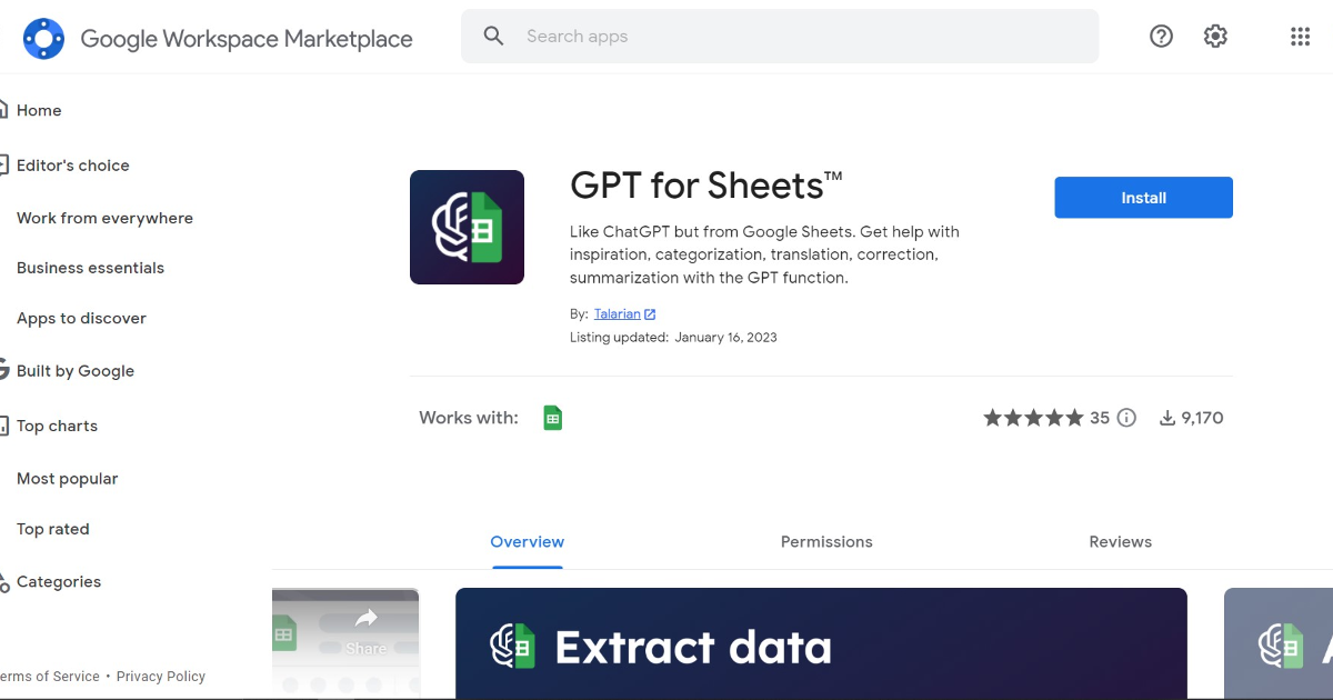 GPT for Sheets and Docs screenshot 1