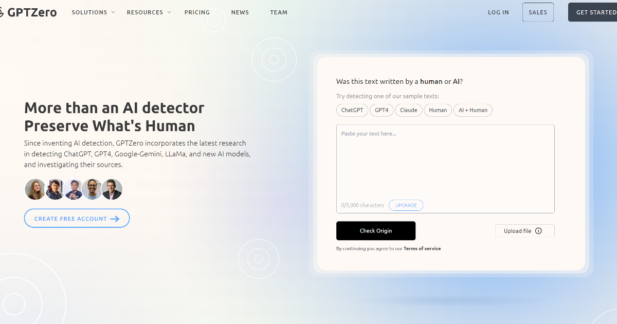 GPTZero screenshot 1