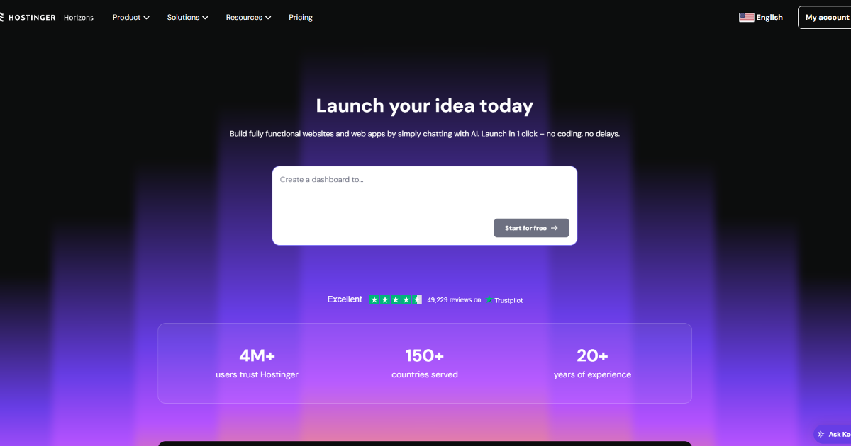 Hostinger Horizons screenshot 1