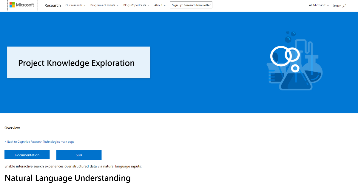Microsoft Knowledge Exploration screenshot 1