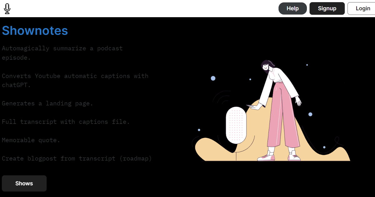 Shownotes screenshot 1