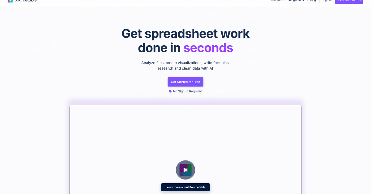 Sourcetable screenshot 1
