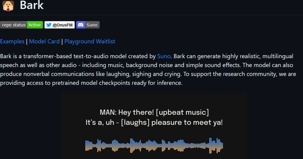 Suno AI Bark screenshot 1