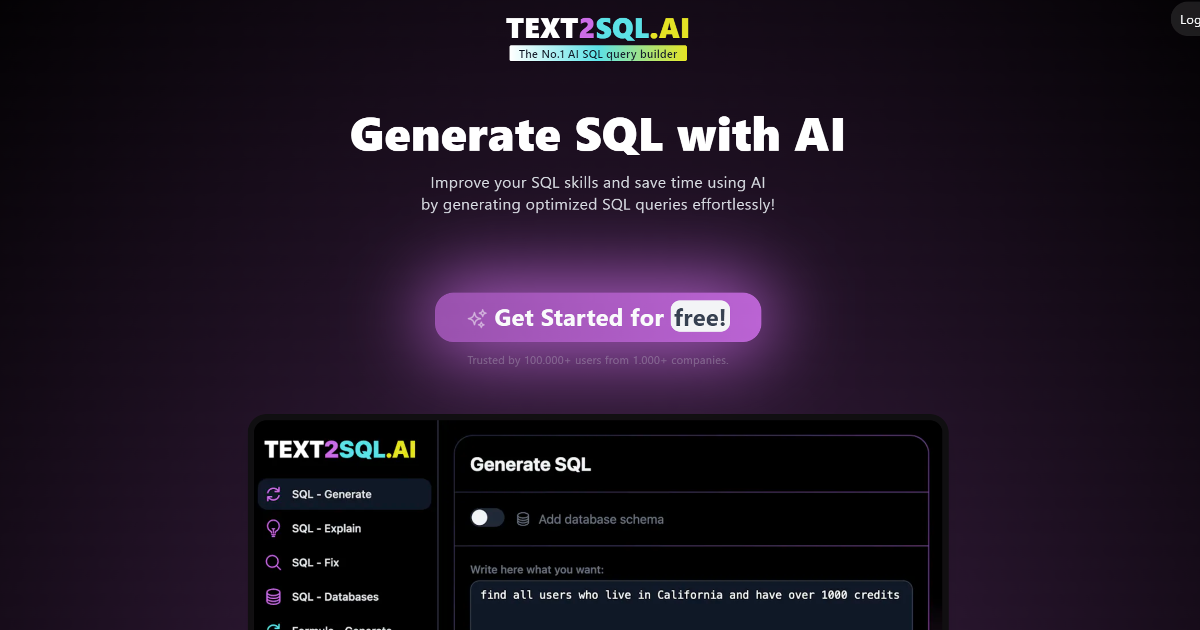 Text2SQL screenshot 1